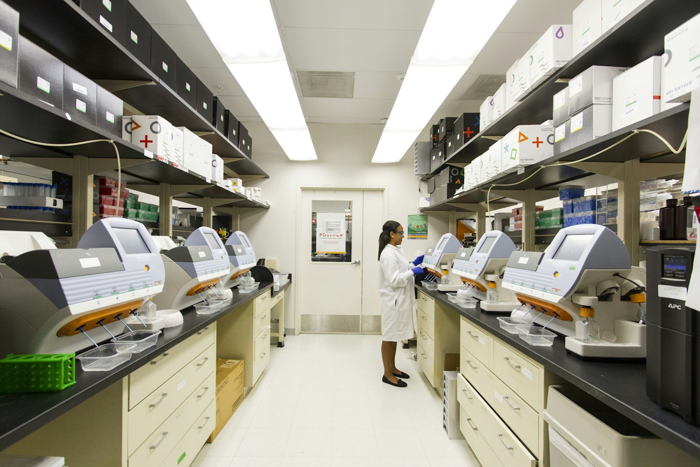 Scientist working at a laboratory bench